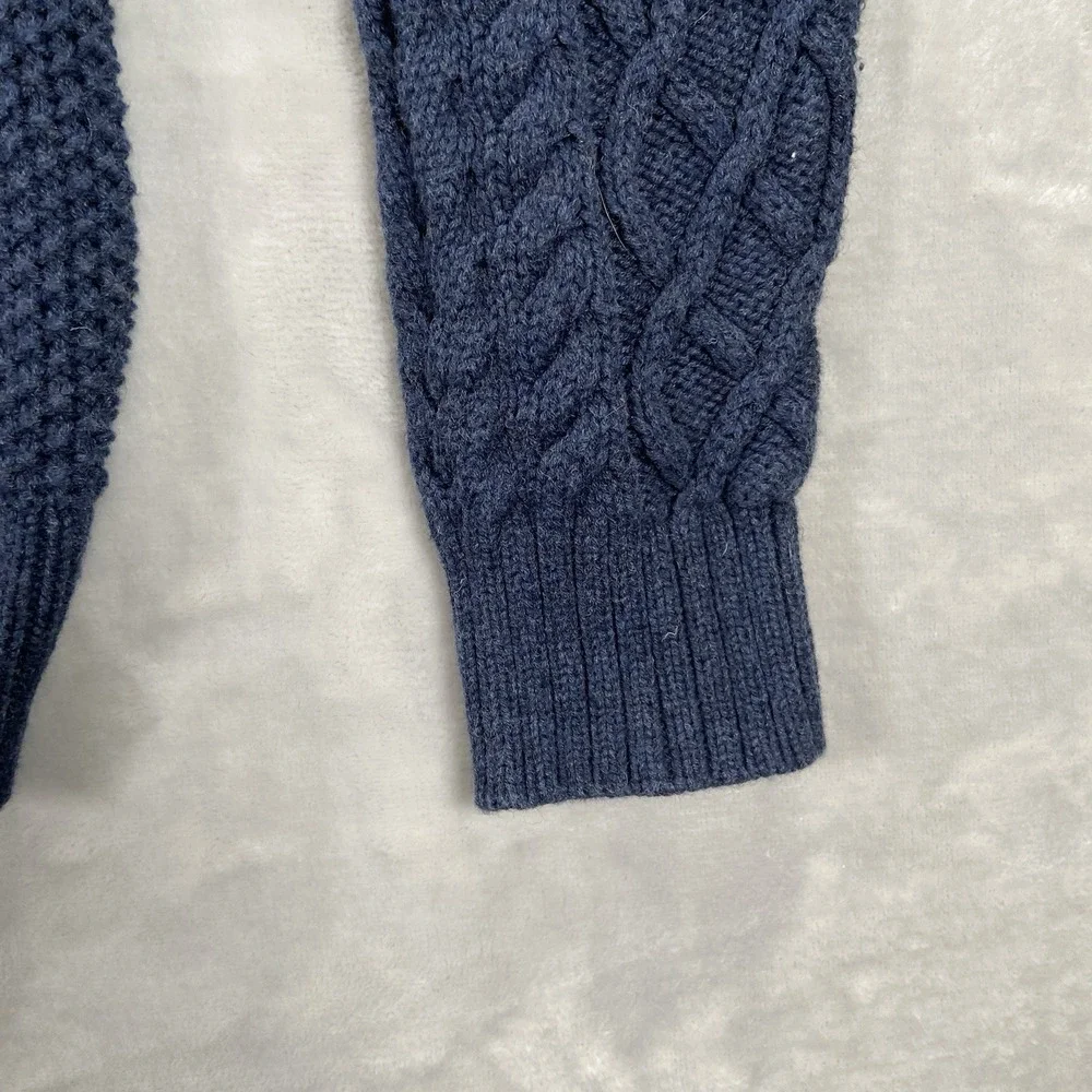 Vineyard Vines Sweater men's Large Chunky Knit Merino Wool Cotton Crew Neck Blue - Picture 7 of 11